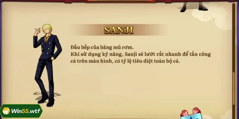 Sanji là nhân vật được nhiều hội viên WIN55 lựa chọn